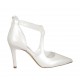 Woman's open shoe in pearled ivory leather with backside zipper heel 9 - Available sizes:  31, 32, 33, 34, 42, 43, 44, 45