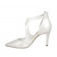 Woman's open shoe in pearled ivory leather with backside zipper heel 9
