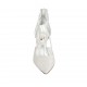 Woman's open shoe in pearled ivory leather with backside zipper heel 9 - Available sizes:  31, 32, 33, 34, 42, 43, 44, 45
