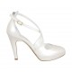 Woman's open shoe in pearled ivory leather with strap, platform and heel 10 - Available sizes:  31, 32, 34, 42, 43, 44, 45, 46
