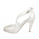 Woman's open shoe in pearled ivory leather with strap, platform and heel 10