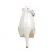 Woman's open shoe in pearled ivory leather with strap, platform and heel 10