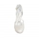Woman's open shoe in pearled ivory leather with strap, platform and heel 10