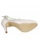 Zapato abierto para mujer en piel marfil perlado con cinturon y plataforma y tacon 10 - Tallas disponibles:  31, 32, 34, 42, 43, 44, 45, 46