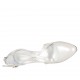 Woman's open shoe in pearled ivory leather with strap, platform and heel 10