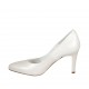 Woman's pump in pearled ivory leather heel 8