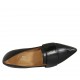 Woman's pointy loafer in black leather and patent leather heel 2