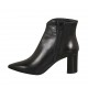 Botines puntiagudos para mujer con cremallera en piel negra tacon 7 - Tallas disponibles:  31, 32, 33, 34, 42, 43, 45, 46, 47