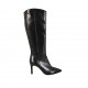 Spitze Damenstiefel mit Reissverschluss aus schwarzem Leder Absatz 8 - Verfügbare Größen:  31, 32, 33, 34, 42, 43, 45, 46, 47