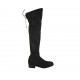 Woman's boot with back strap in black elastic suede heel 3