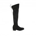 Woman's boot with back strap in black elastic suede heel 3