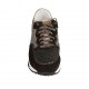 Woman's laced shoe with removable insole and net in brown suede, golden leather and taupe printed leather wedge heel 3