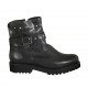 Bottines pour femmes avec fermeture éclair, goujons, bouton-pression et boucle en cuir et cuir imprimé noir talon 3 - Pointures disponibles:  33, 34, 42, 43, 44, 45