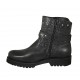 Stivaletto da donna con cerniera, borchie, bottone a pressione e fibbia in pelle e pelle stampata nera tacco 3 - Misure disponibili: 33, 34, 42, 43, 44, 45