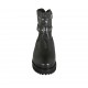 Stivaletto da donna con cerniera, borchie, bottone a pressione e fibbia in pelle e pelle stampata nera tacco 3 - Misure disponibili: 33, 34, 42, 43, 44, 45