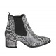 Bottines à bout pointu pour femmes avec elastiques en cuir imprimé noir et gris talon 5 - Pointures disponibles:  34, 42, 43, 44, 45