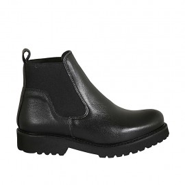Damenstiefelette mit Gummibändern aus schwarzem Leder Absatz 3 - Verfügbare Größen:  33, 34, 42, 43, 44, 45
