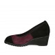 Decolté da donna con plantare estraibile in camoscio nero e bordeaux zeppa 6 - Misure disponibili: 31, 32, 33, 34, 42, 43, 44, 45