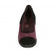 Zapato de salon para mujer con plantilla extraible en gamuza negra y granate cuña 6 - Tallas disponibles:  31, 32, 33, 34, 42, 43, 44, 45