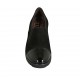 Woman's highfronted shoe with elastics and removable insole in black suede, printed suede and patent leather wedge heel 6 - Available sizes:  31, 33, 34, 42, 43, 44, 45