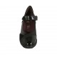 Escarpin pour femmes avec courroie en velcro et semelle amovible en daim, daim imprimé et cuir verni noir talon compensé 6 - Pointures disponibles:  31, 32, 33, 34, 42, 43, 44, 45