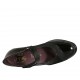 Escarpin pour femmes avec courroie en velcro et semelle amovible en daim, daim imprimé et cuir verni noir talon compensé 6 - Pointures disponibles:  31, 32, 33, 34, 42, 43, 44, 45