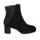 Botines para mujer con cremallera y plantilla extraible en gamuza negra y gamuza imprimida moteada gris tacon 5 - Tallas disponibles:  31, 32, 33, 34, 43, 44, 45