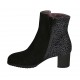 Stivaletto da donna con cerniera e plantare estraibile in camoscio nero e stampato maculato grigio tacco 5 - Misure disponibili: 31, 32, 33, 34, 43, 44, 45