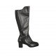 Bota para mujer con cremallera, elástico y plantilla extraíble en piel negra tacon 5 - Tallas disponibles:  31, 32, 33, 34, 42, 43, 44, 45
