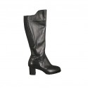 Damenstiefel mit Reissverschluss, Gummiband und herausnehmbarer Innensohle aus schwarzem Leder Absatz 5