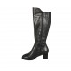 Damenstiefel mit Reissverschluss, Gummiband und herausnehmbarer Innensohle aus schwarzem Leder Absatz 5 - Verfügbare Größen:  31, 32, 33, 34, 42, 43, 44, 45