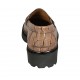 Woman's mocassin in tan brown printed leather heel 3 - Available sizes:  32, 33, 34, 42, 43, 44, 45