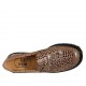 Woman's mocassin in tan brown printed leather heel 3 - Available sizes:  32, 33, 34, 42, 43, 44, 45