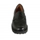 Woman's mocassin in black printed leather heel 3