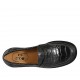 Woman's mocassin in black printed leather heel 3