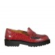 Woman's mocassin with zipper accessory in red printed leather heel 3 - Available sizes:  32, 33, 34, 42, 43, 44, 45