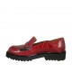 Woman's mocassin with zipper accessory in red printed leather heel 3 - Available sizes:  32, 33, 34, 42, 43, 44, 45