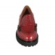 Woman's mocassin with zipper accessory in red printed leather heel 3
