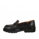 Mocasín para mujer con accesorio cremallera en piel imprimida negra tacon 3 - Tallas disponibles:  32, 33, 34, 42, 43, 44, 45