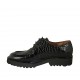 Scarpa stringata derby da donna in pelle stampata nera tacco 3 - Misure disponibili: 32, 33, 34, 42, 43, 44, 45