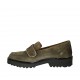 Woman's mocassin with accessory in green suede heel 3 - Available sizes:  32, 33, 34, 42, 43, 44, 45