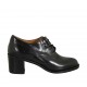 Zapato derby con cordones para mujer en piel negra tacon 6 - Tallas disponibles:  32, 33, 34, 42, 43, 44, 45, 46