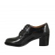 Woman's derby laced shoe in black leather heel 6 - Available sizes:  32, 33, 34, 42, 43, 44, 45, 46