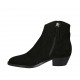 Woman's Texan ankle boot with zipper and embroidered captoe in black suede heel 4 - Available sizes:  34, 42, 45