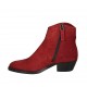 Botines tejanos para mujer con cremallera y puntera bordada en gamuza roja tacon 4 - Tallas disponibles:  33, 34, 43, 44, 45
