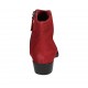 Botines tejanos para mujer con cremallera y puntera bordada en gamuza roja tacon 4 - Tallas disponibles:  33, 34, 43, 44, 45
