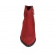 Woman's Texan ankle boot with zipper and embroidered captoe in red suede heel 4 - Available sizes:  33, 34, 43, 44, 45