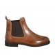 Botin con elasticos y tachuelas para mujer en piel color cuero tacon 2 - Tallas disponibles:  33, 34, 42, 43, 44, 45