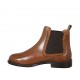 Woman's ankle boot with elastic bands and studs in tan brown leather heel 2 - Available sizes:  33, 34, 42, 43, 44, 45