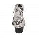 Botin tejano para mujer con cremallera en piel imprimida blanca y negra tacon 4 - Tallas disponibles:  33, 34, 42, 43, 44, 45